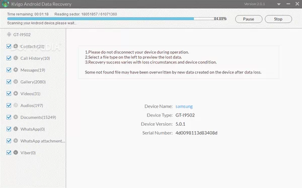 Kvigo Android Data Recovery Crack + Serial Number