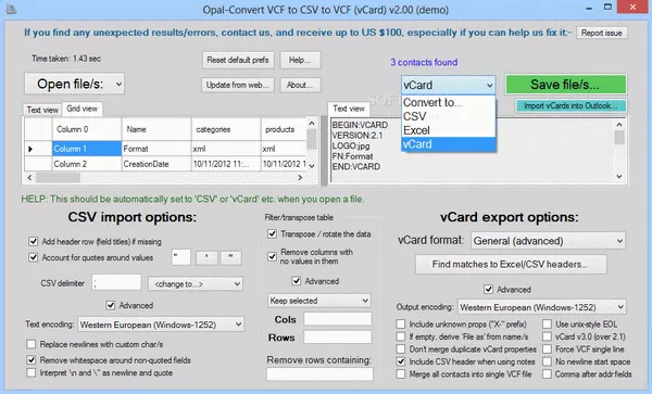 Opal-Convert VCF to CSV to VCF (vCard) Crack + Activation Code