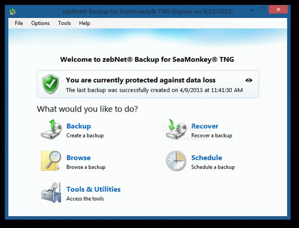 zebNet Backup for SeaMonkey TNG Crack + Activation Code