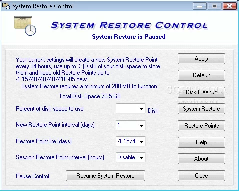 System Restore Control Crack & Keygen